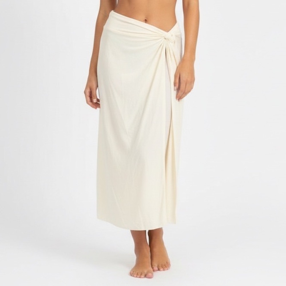 CALLA Knit‎ Twist Front Maxi Skirt Cream XXL Recycled Nylon Spandex Travel